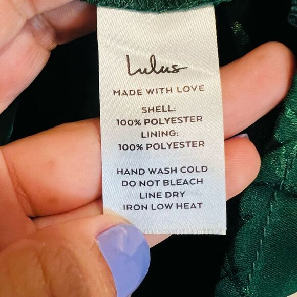 Lulus Women’s Chic Sensibility Dark Green Satin Jacquard Pleated Midi Dress Sz M - Picture 8 of 14